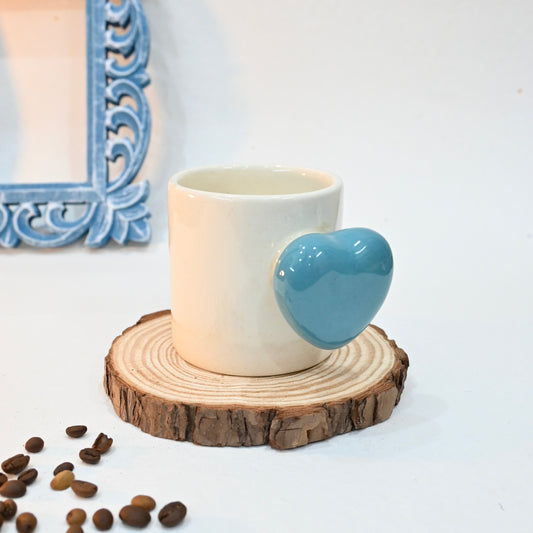 Turquoise Heart Handle Ceramic Mug