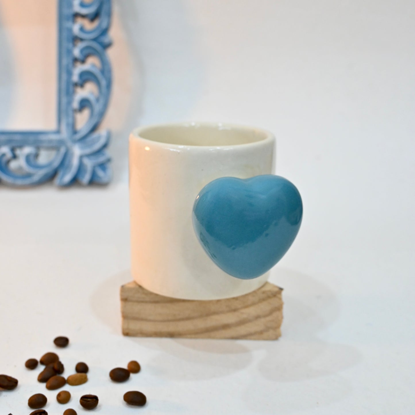 Turquoise Heart Handle Ceramic Mug