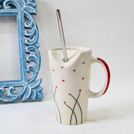 Red Firefly Pinteresty Ceramic Tumbler with Straw