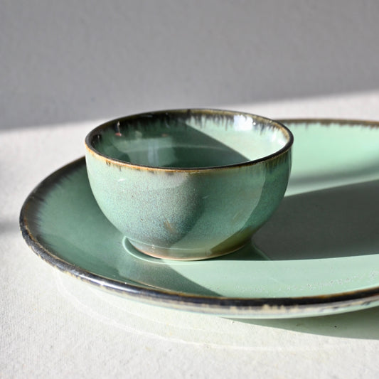 Sage Green Handmade Ceramic Dinnerware Set for 1 (2 pcs)