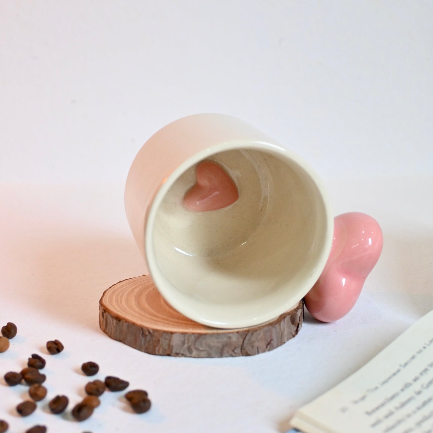 Pink Heart Handle Ceramic Mug