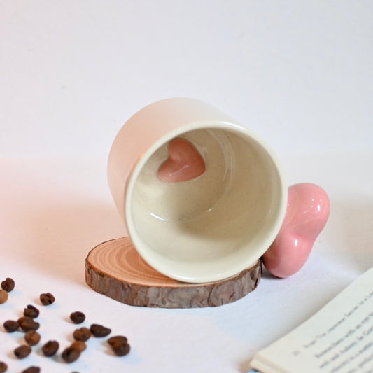 Pink Heart Handle Ceramic Mug