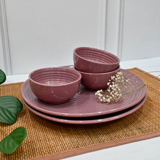 Cranberry Handmade Ceramic Dinnerware Set For 2 (6 pcs)