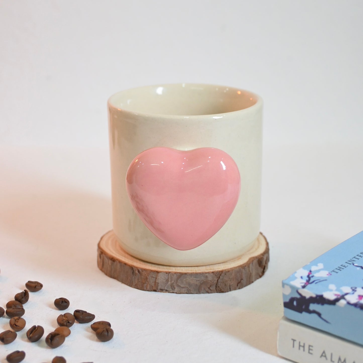 Pink Heart Handle Ceramic Mug