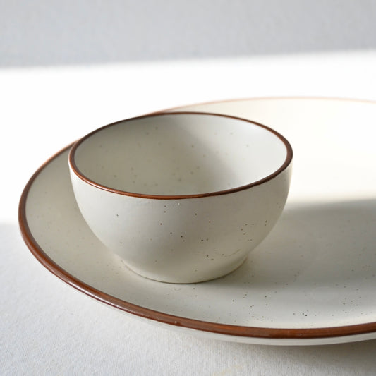 White Handmade Ceramic Dinnerware Set For 1 (2 pcs)