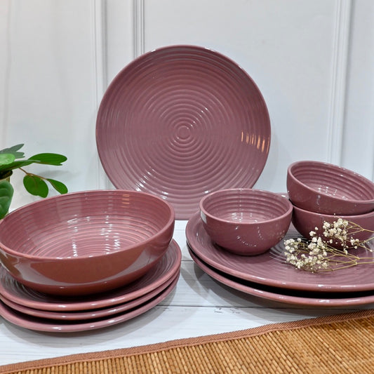 Cranberry Handmade Ceramic Dinnerware Set For 2 (7 pcs)