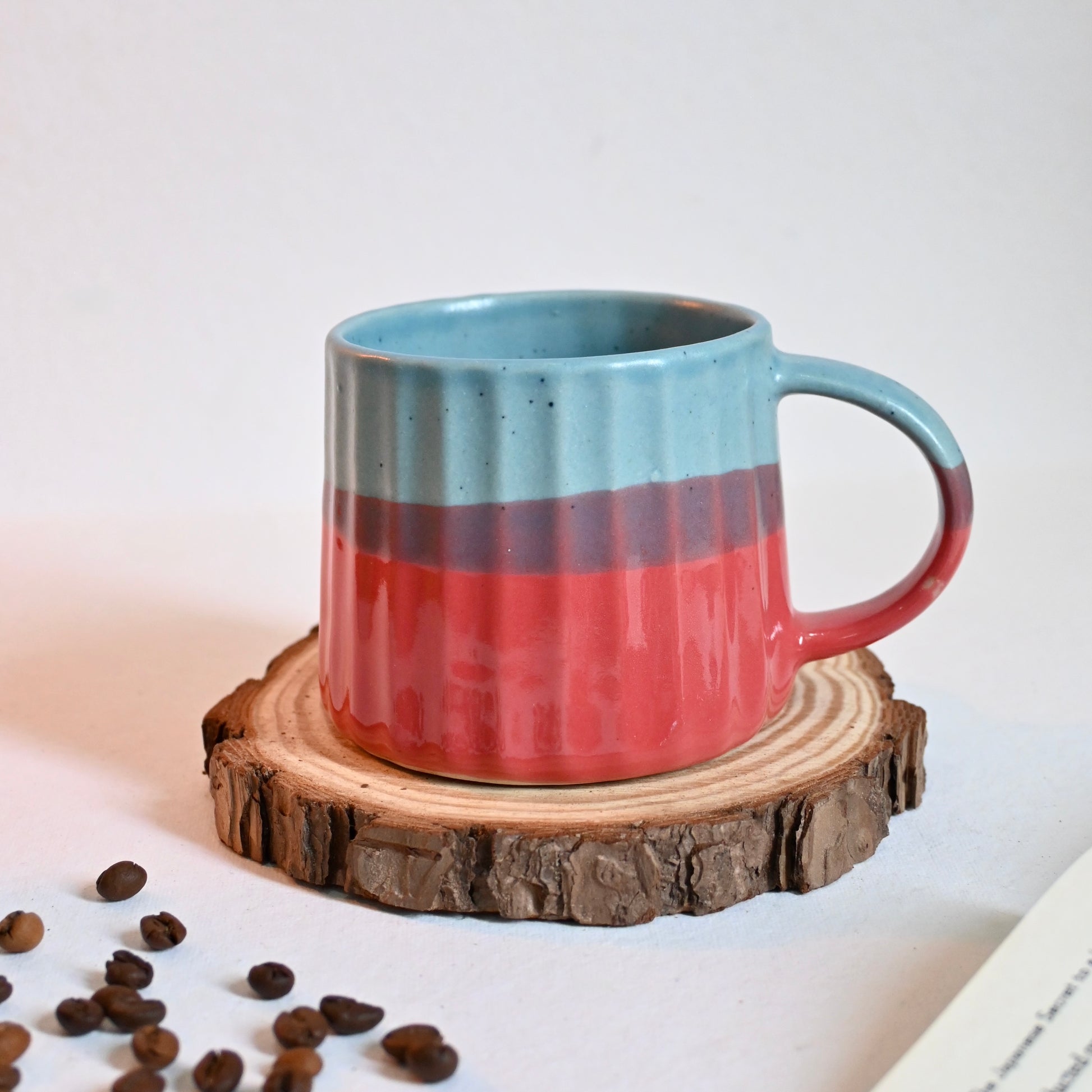 Red Blue Strips Aesthetic Ceramic Mug three
