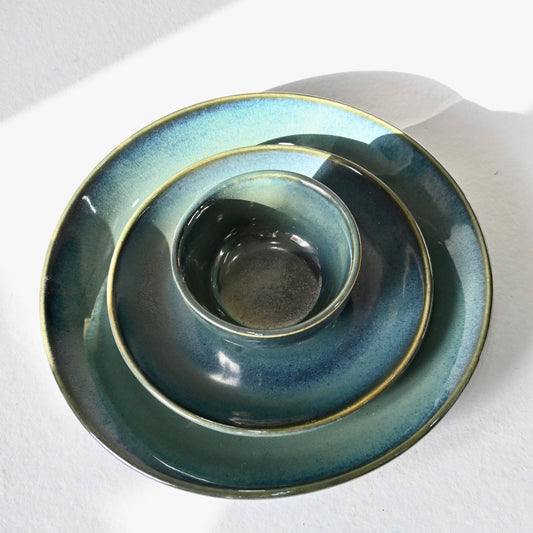 Emerald Handmade Ceramic Dinnerware Set for 1 (3 pcs)