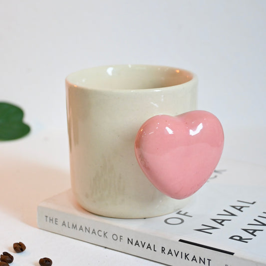 Pink Heart Handle Ceramic Mug