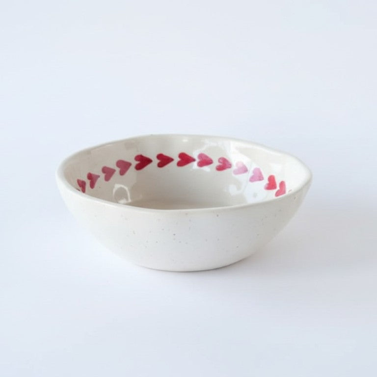 Red Heart  Organic Rim Ceramic Bowl