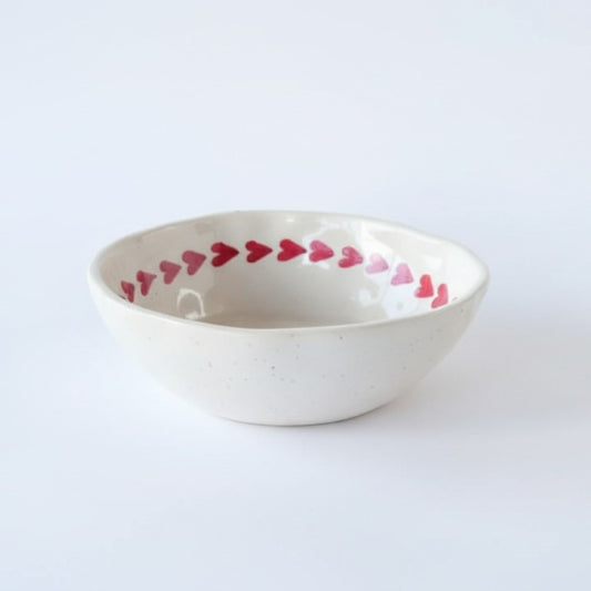 Red Heart  Organic Rim Ceramic Bowl