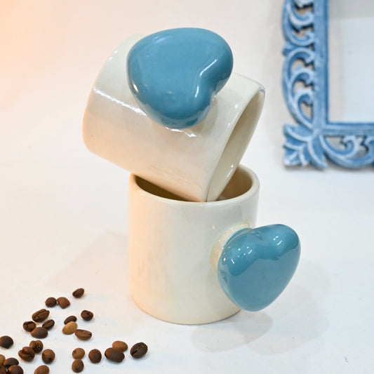 Turquoise Heart Handle Ceramic Mug