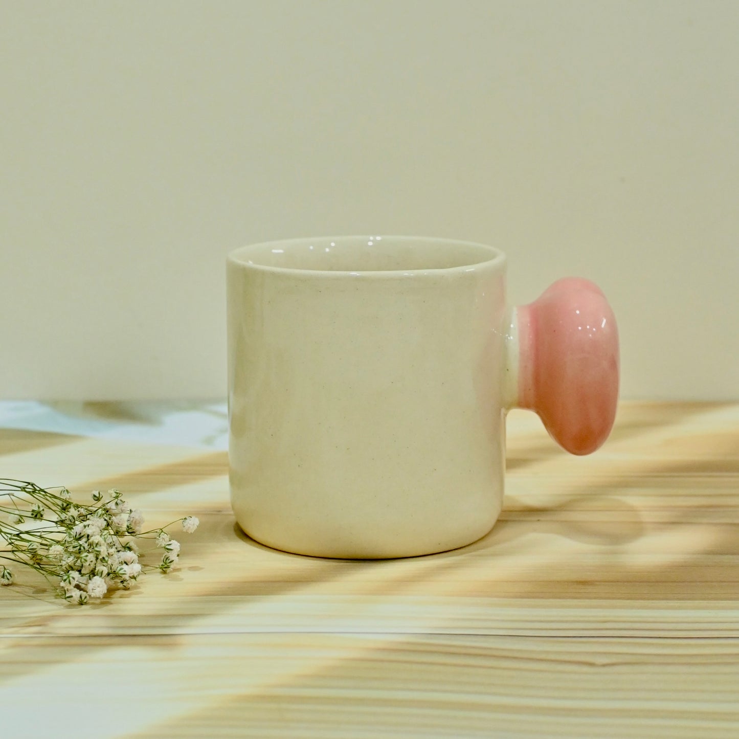 Pink Heart Handle Ceramic Mug