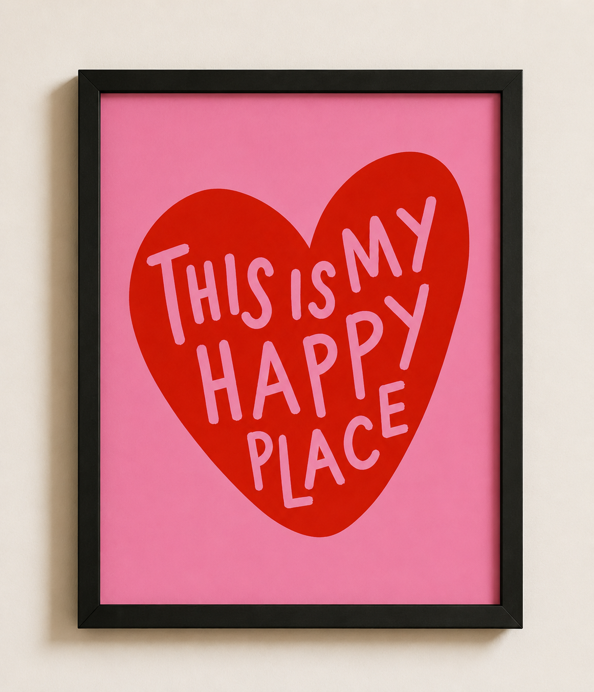 This Is My Happy Place Framed Wall Art – Red Heart Print