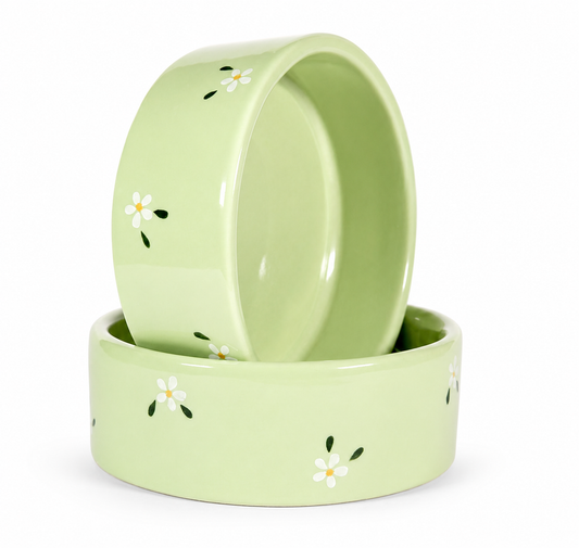Green Daisy Ceramic Bowl