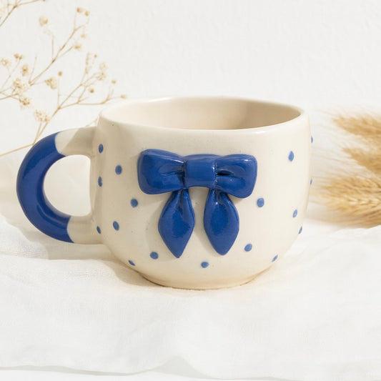 Blue Bow Pinteresty Ceramic Mug