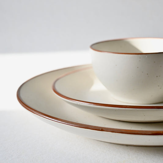 set of three white ceramic dinner set from saabi house