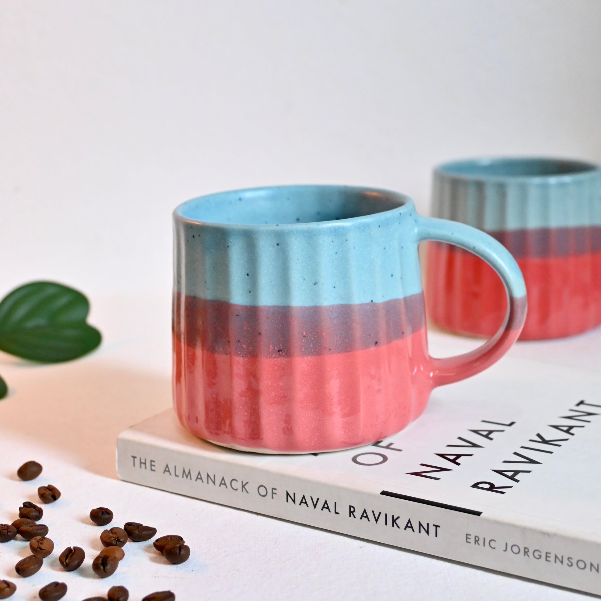 Red & Blue Strips Aesthetic Ceramic Mug twin