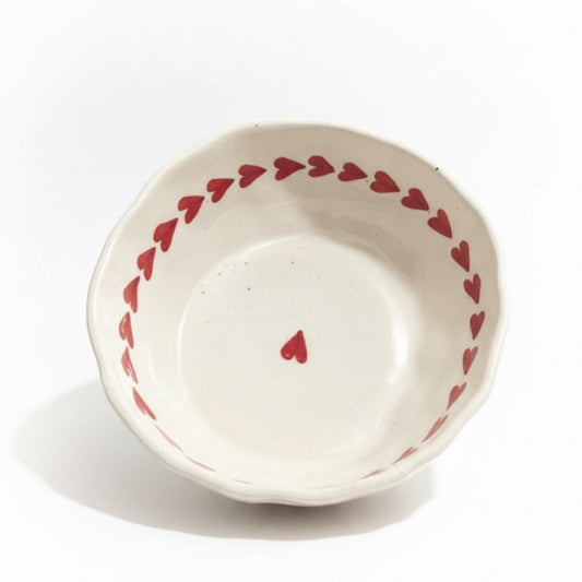 Red Heart  Organic Rim Ceramic Bowl