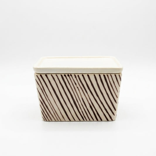 Stripe Ceramic Storage Box with Lid
