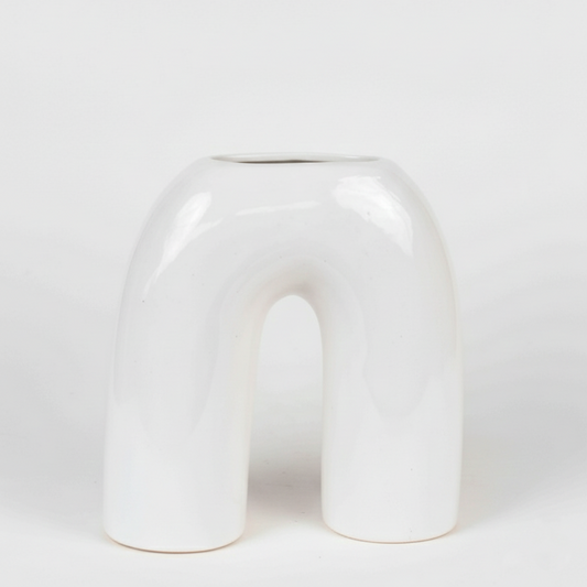 White Arch Sculptural Ceramic Vase