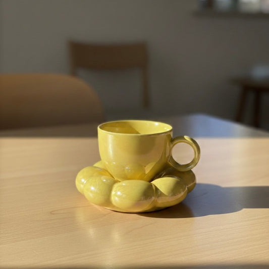 Yellow Subshine Bubble Mug & Saucer Set