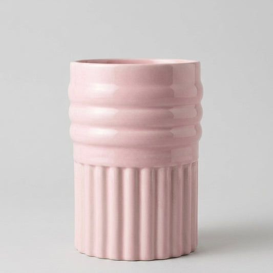 Blush Fluted Ceramic Vase