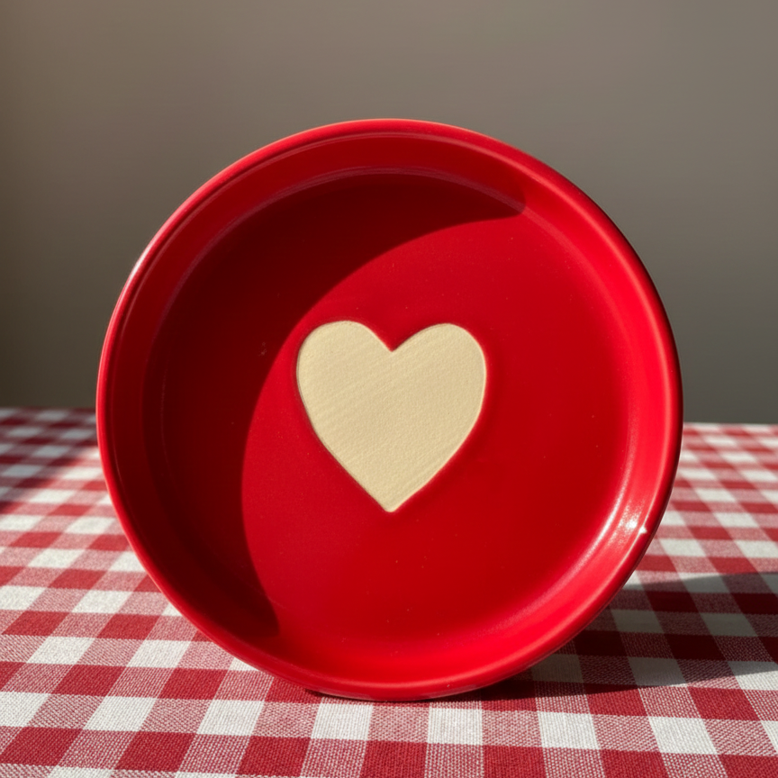 Red Big Heart Cup & Saucer Ceramic Set