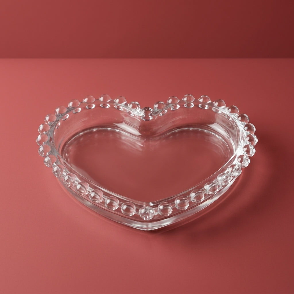 Crystal Heart Glass Coaster/Trinket Tray