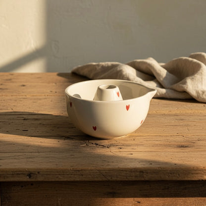 Little Red Hearts Matcha Set | Ceramic Bowl & Whisk Holder