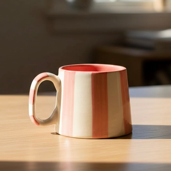 Candy Pink Stripes Ceramic Mug