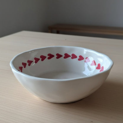 Red Heart  Organic Rim Ceramic Bowl