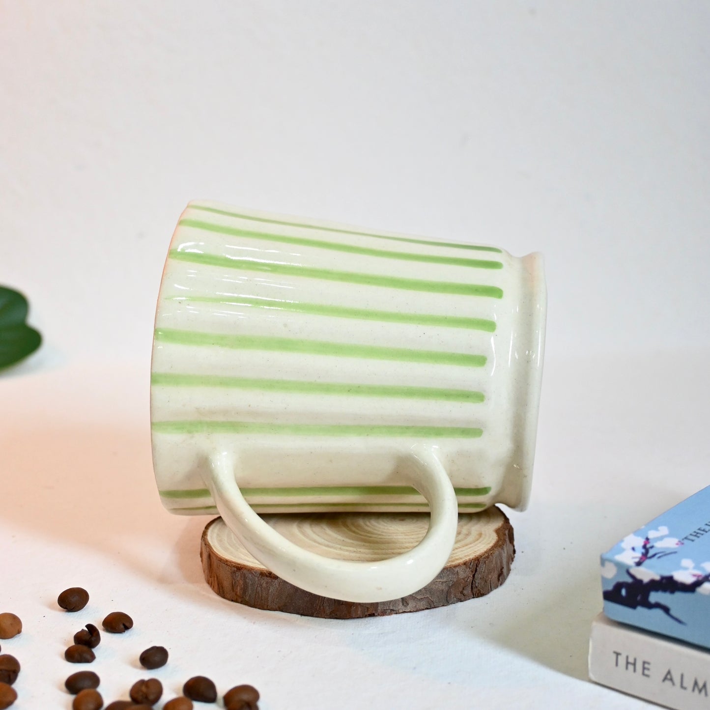 Green Stripes Ceramic Mug
