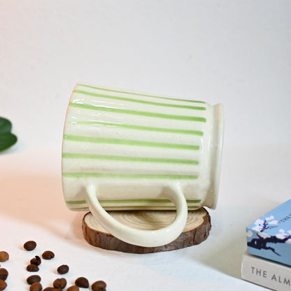 Green Stripes Ceramic Mug
