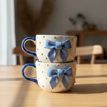 Blue Bow Pinteresty Ceramic Mug