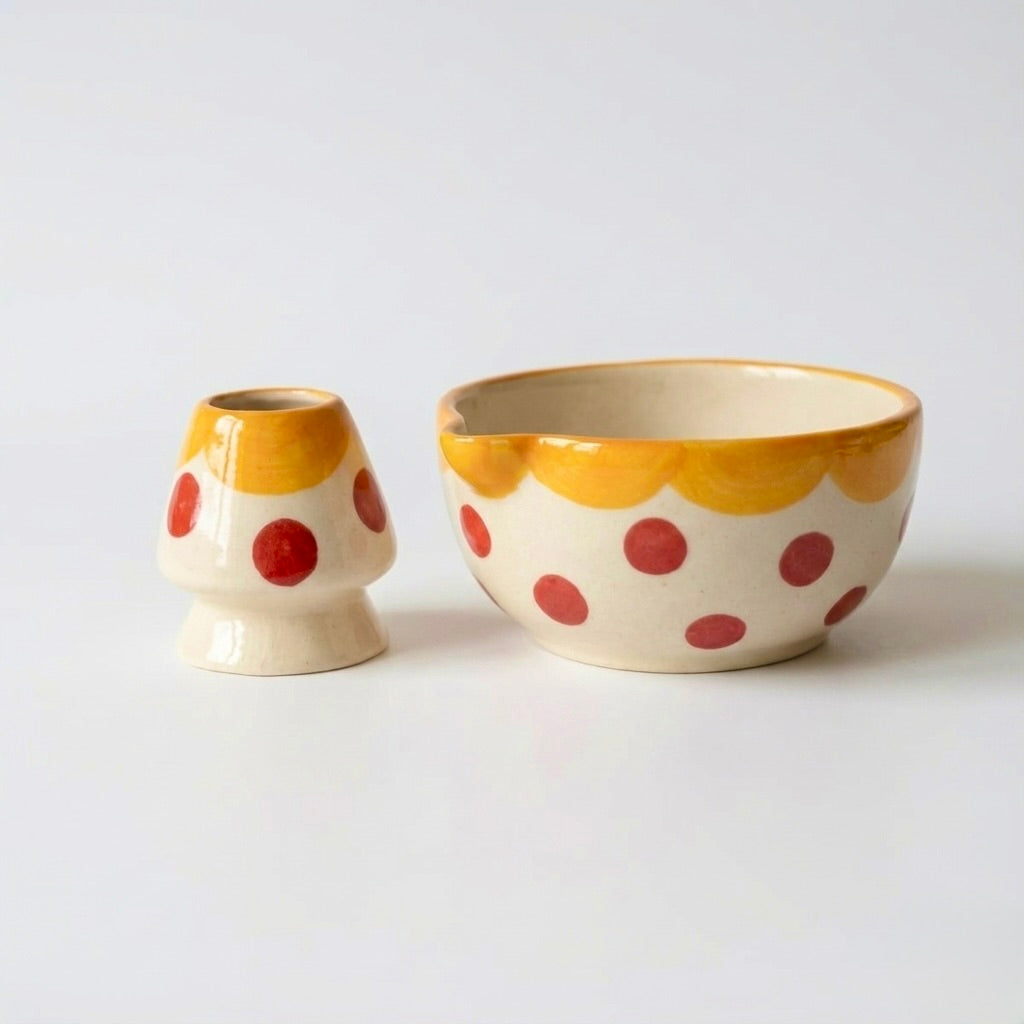 The Wildflower Bloom Matcha Set | Ceramic Bowl & Whisk Holder