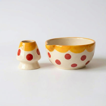 The Wildflower Bloom Matcha Set | Ceramic Bowl & Whisk Holder