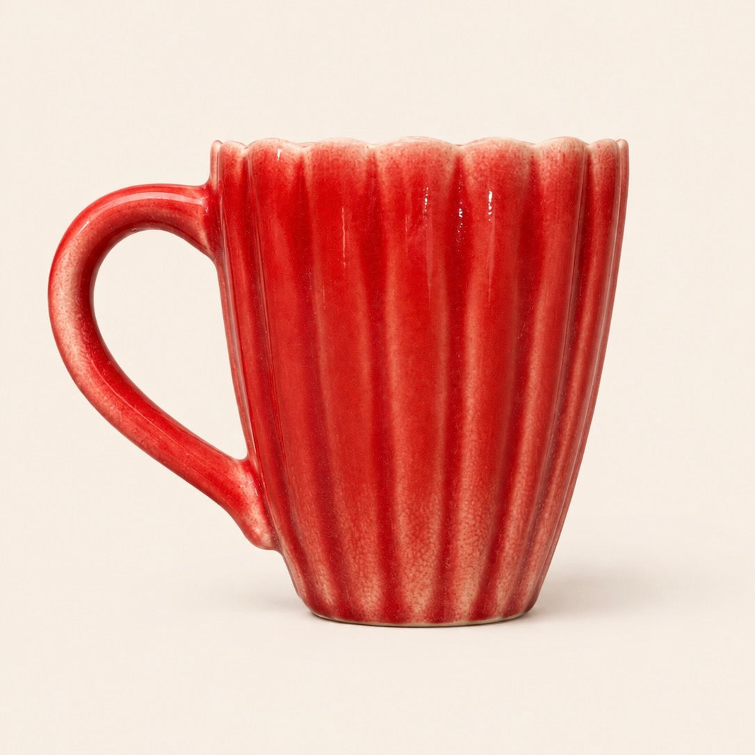 Ruby Fluted Ceramic Coffee Mug