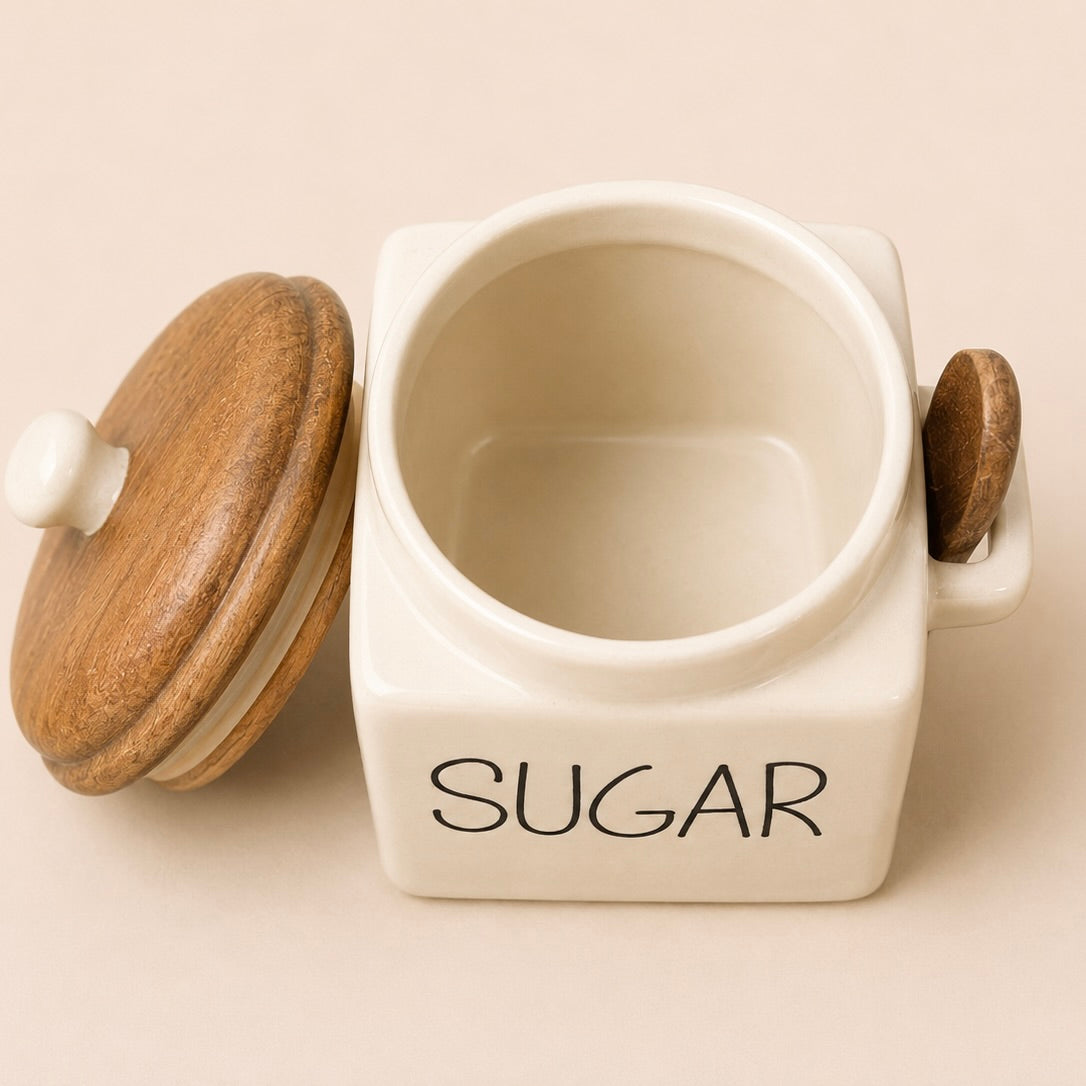 Classic Ceramic Tea Coffee Sugar Jar Set