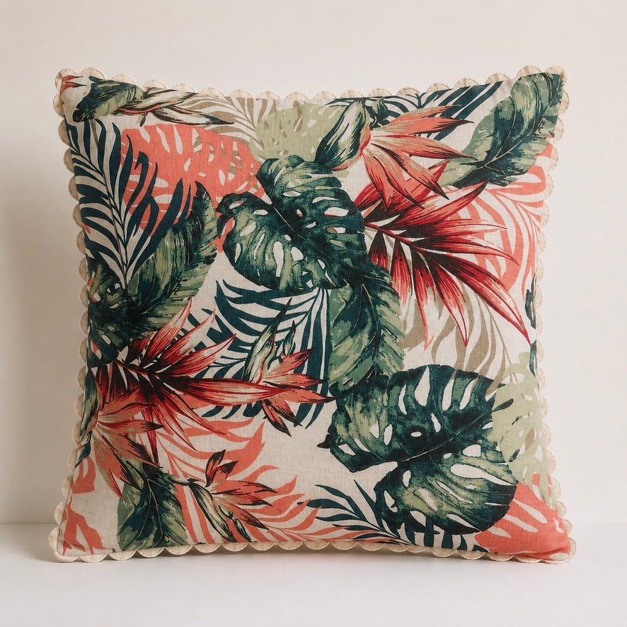 Tropical Leaf Print Cushion Cover