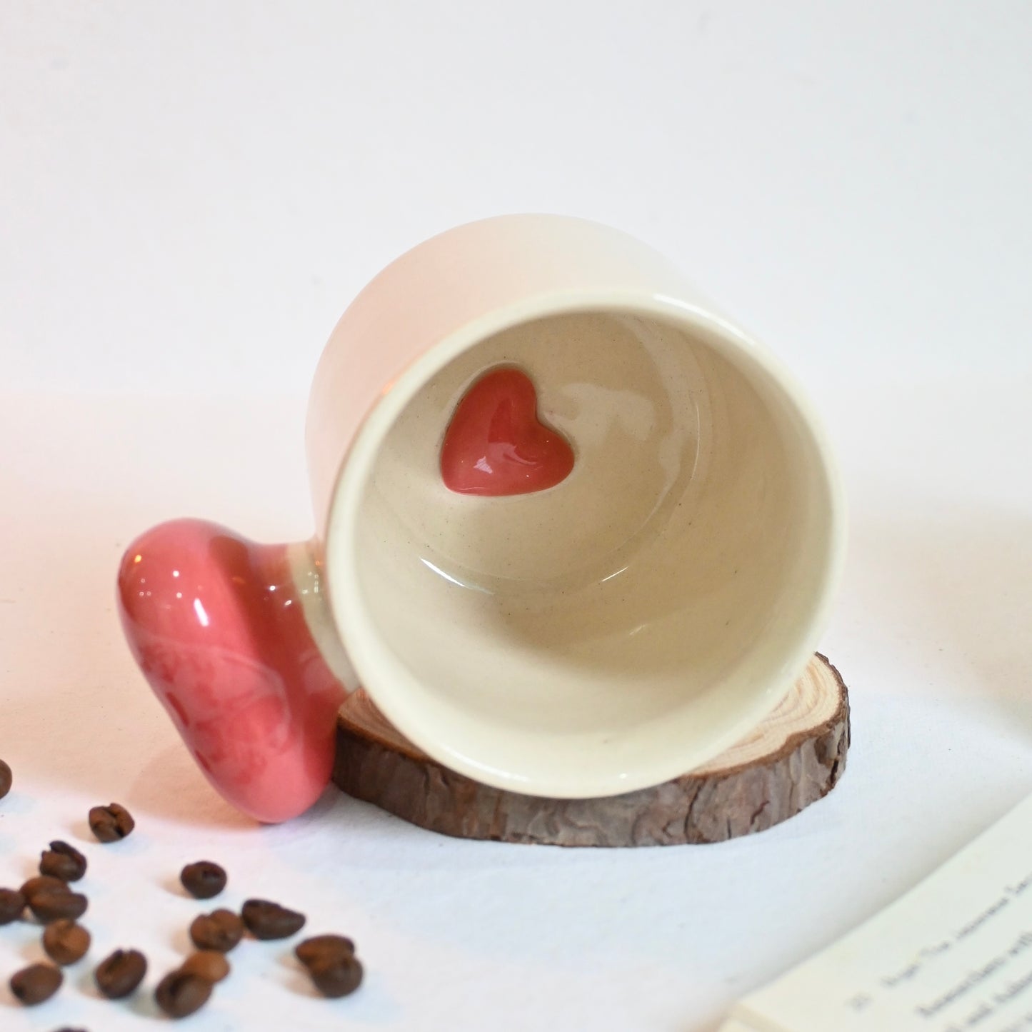 Red Heart Handle Ceramic Mug