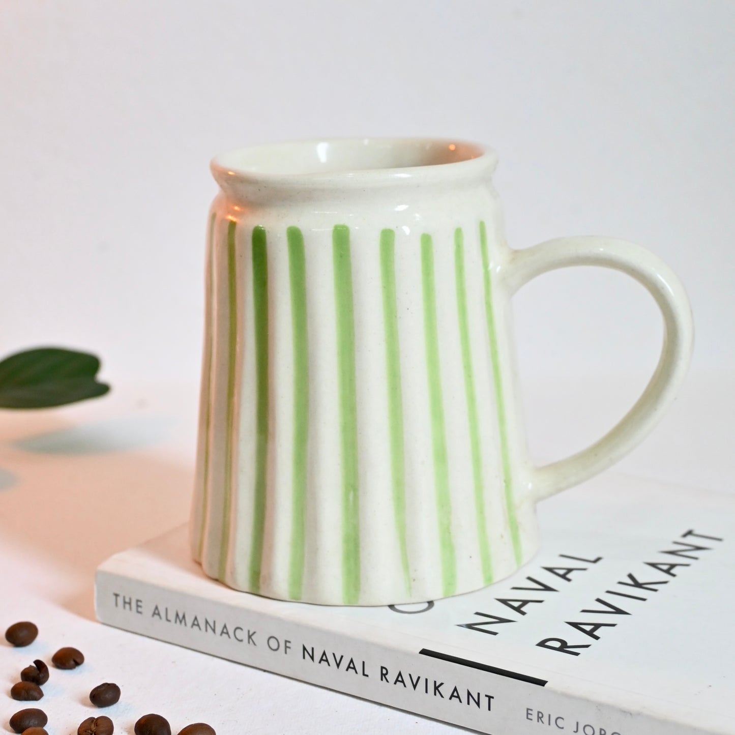 Green Stripes Ceramic Mug