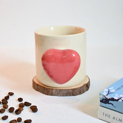 Red Heart Handle Ceramic Mug