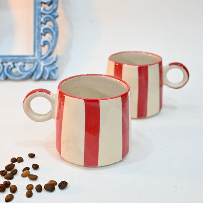 Red Bold Stripes Ceramic Mug