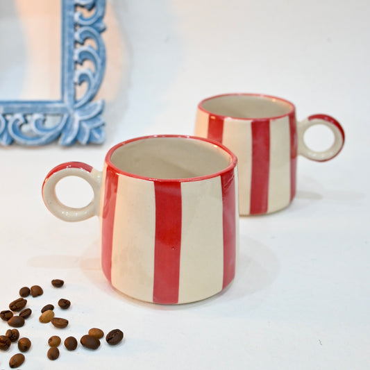 Red Bold Stripes Ceramic Mug