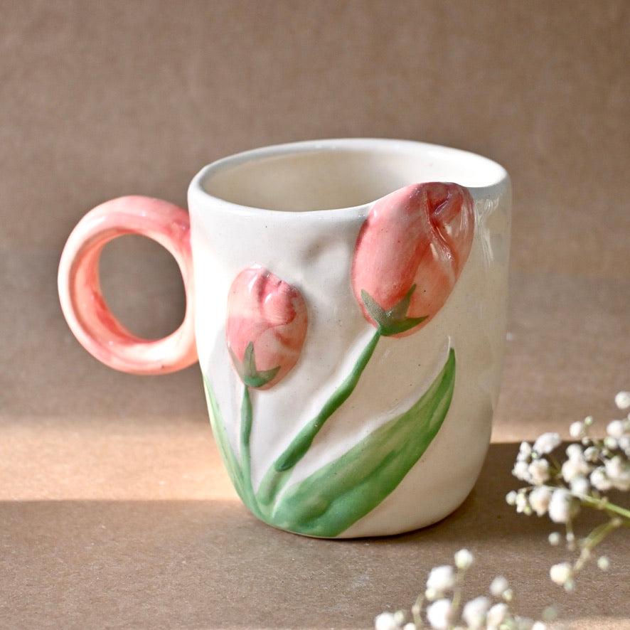 Pink Tulip Aesthetic Ceramic Mug
