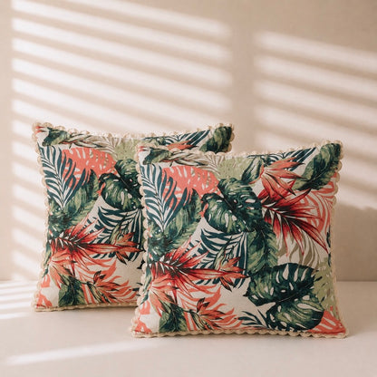 Tropical Leaf Print Cushion Cover