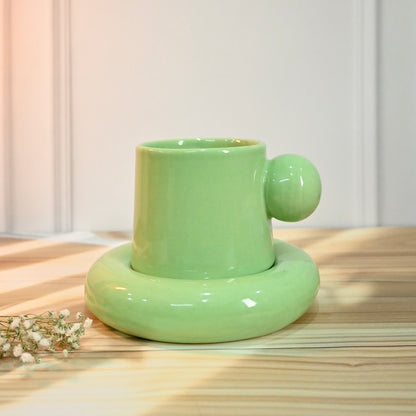 Green Knob Cup & Saucer Set