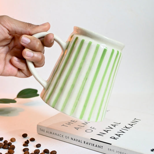 Green Stripes Ceramic Mug
