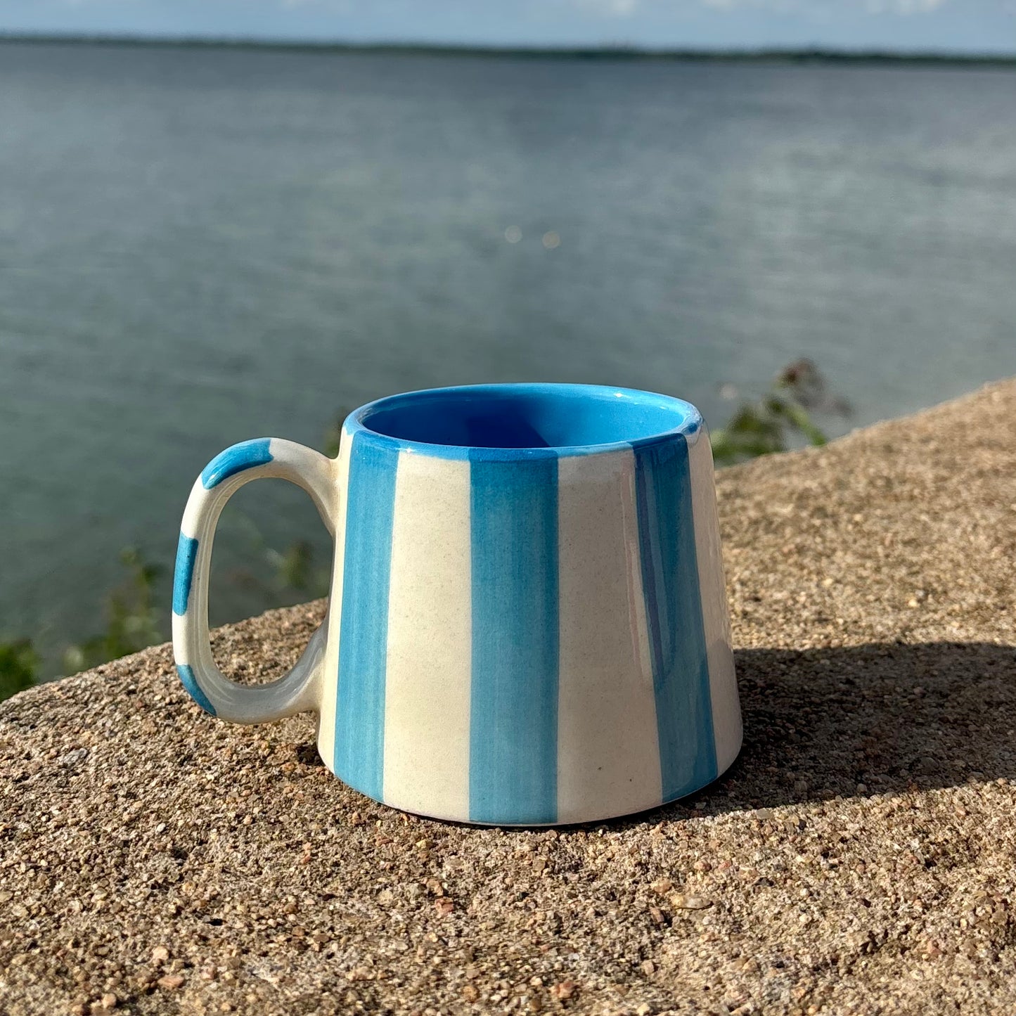 Aqua Stripes Ceramic Mug